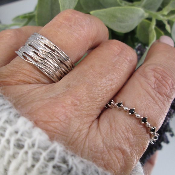 925 Sterling Silver Women's Ring,Thick Ring, Wide Band, 925 Stamped,Woven Ring - Picture 4 of 8